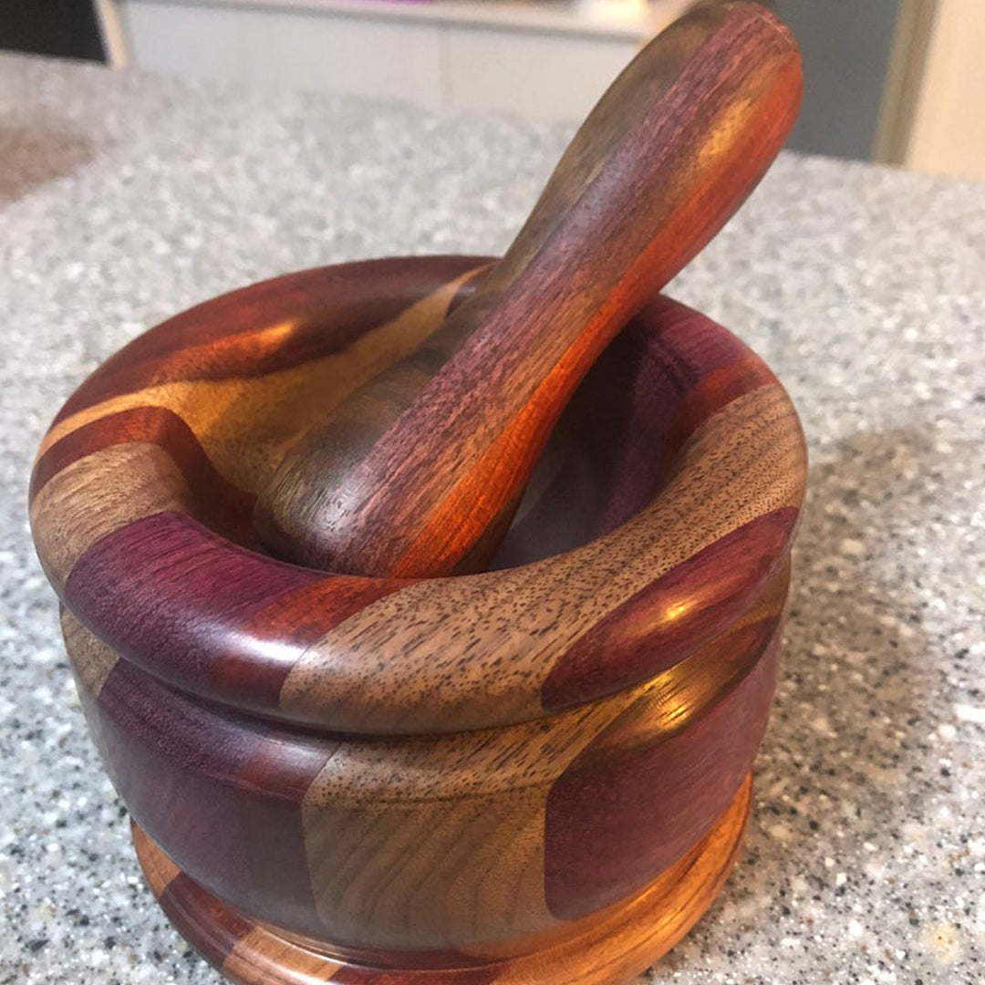 Hand Turned Exotic Wood Mortar and Pestle