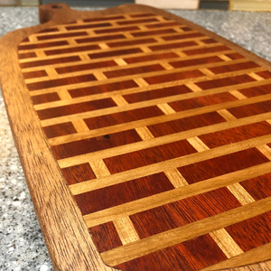 Mahogany Cutting Board with Bloodwood and Cherry Inlay